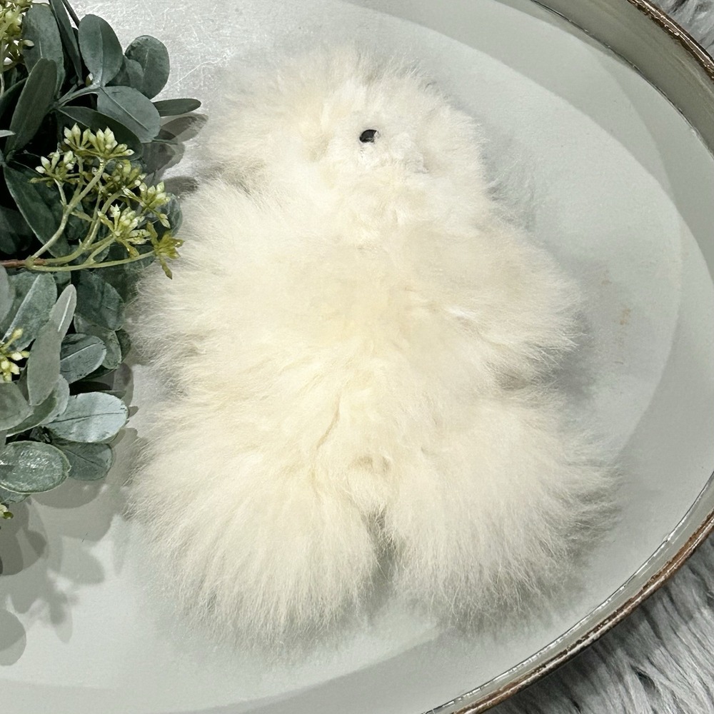 White Alpaca Fuzzy Fluffy 6" Teddy bear Plush Figurine Collectable Hand Crafted